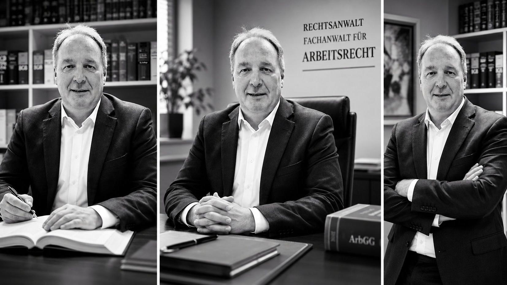 Drei Männer in Anzügen sitzen an einem Tisch und vermitteln professionelle Rechtsberatung.